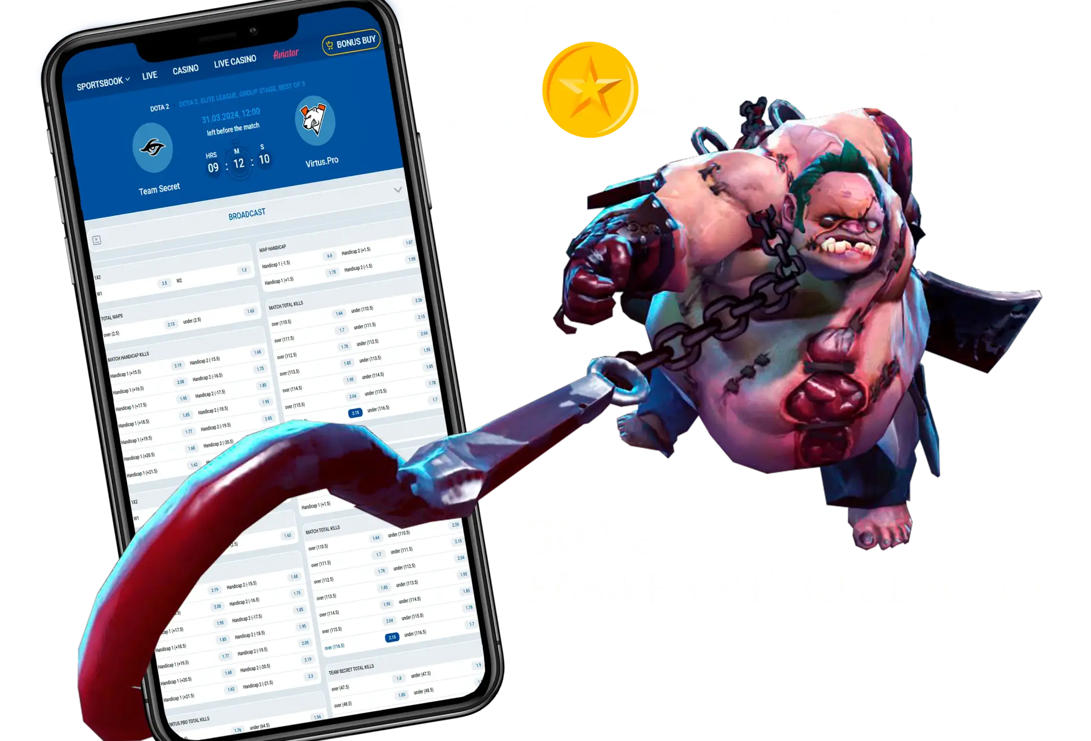 Mostbet mobile app Dota 2 banner ES